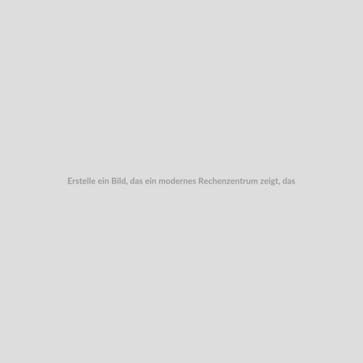 Erstelle ein Bild, das ein modernes Rechenzentrum zeigt, das vollständig mit grüner, erneuerbarer Energie versorgt wird. Füge Symbole hinzu, die Windkraft, Sonnenenergie und Wasserkraft darstellen, um die nachhaltige Energiequelle zu betonen.