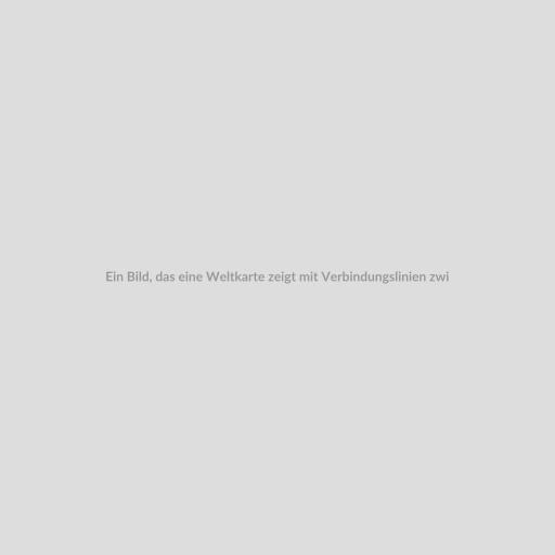 Ein Bild, das eine Weltkarte zeigt mit Verbindungslinien zwischen verschiedenen Städten, symbolisiert das Georedundante Routing in Telefonsystemen. Im Vordergrund könnte ein Laptop mit einem geöffneten Beraterportal zu sehen sein, um den praktischen Einsatz des Georedundanten Routings zu verdeutlichen.