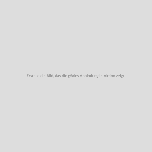 Erstelle ein Bild, das die gSales Anbindung in Aktion zeigt. Es sollte ein Berater zu sehen sein, der auf seinem Computer arbeitet und die software nutzt. Die Szene sollte Professionalität und Effizienz ausstrahlen.