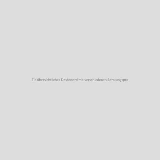 Ein übersichtliches Dashboard mit verschiedenen Beratungsprozessen, die in Echtzeit dargestellt werden. Symbole für Kommunikation, Zeitersparnis und Rechtssicherheit sind sichtbar.