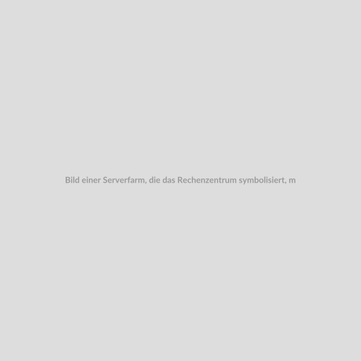 Bild einer Serverfarm, die das Rechenzentrum symbolisiert, mit dem Logo von beraterportal.net im Vordergrund