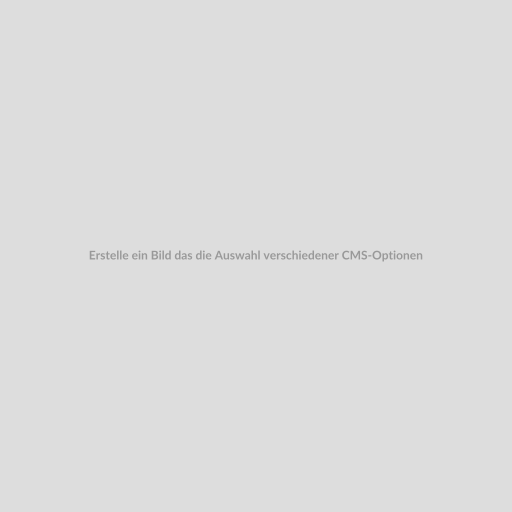 Erstelle ein Bild das die Auswahl verschiedener CMS-Optionen auf einer digitalen Oberfläche zeigt, symbolisiert durch unterschiedliche Icons und Logos.