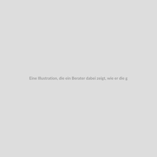 Eine Illustration, die ein Berater dabei zeigt, wie er die gSales Anbindung auf seinem Laptop einrichtet und verwendet. Die Szene strahlt Effizienz und Sicherheit aus.